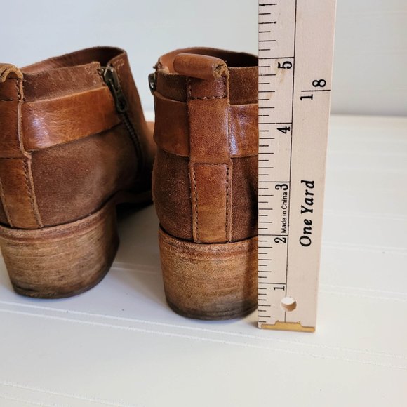 Kork Ease Ankle Boots Size 7 Brown Suede Mesa Side Zips Stacked Heel Western - Picture 12 of 12